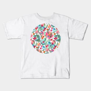 Whimsical Hexagon Garden on white Kids T-Shirt